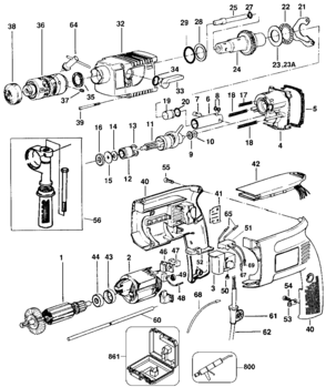 Default Diagram and Parts List for 5053K Type 100 Black and Decker Electric Drill